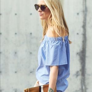 Banana Republic off the shoulder striped shirt